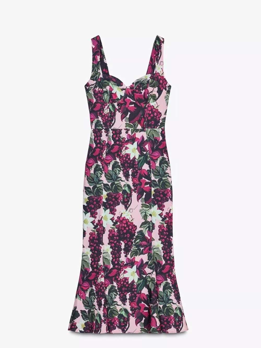 Zara Godet Floral Midi Dress